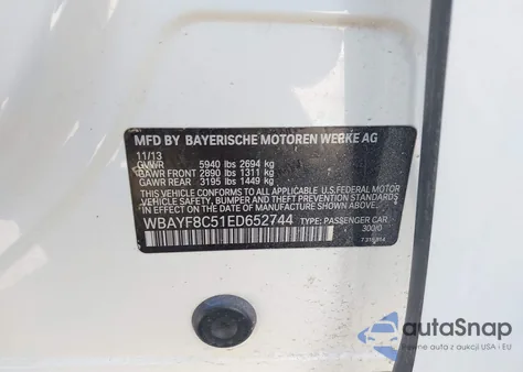 2014 BMW Alpina B7 xDrive from USA, damaged, VIN WBAYF8C51ED652744